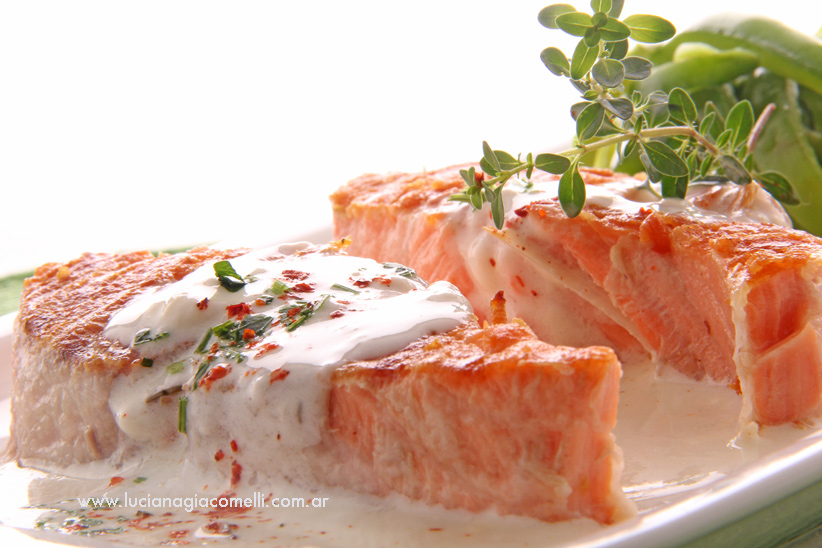 Receta Salmon rosado. Receta Alicante. Fotografia salmon rosado. Plato de salmon rosado.